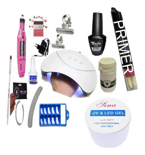 Kit Unhas Acrigel + Cabine Uv Lixa Kit Gel Acrygel Original