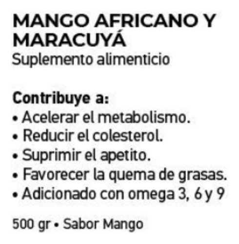 Slim 123 Perdida Peso Trigliceridos Colesterol Sabor Mango Africano