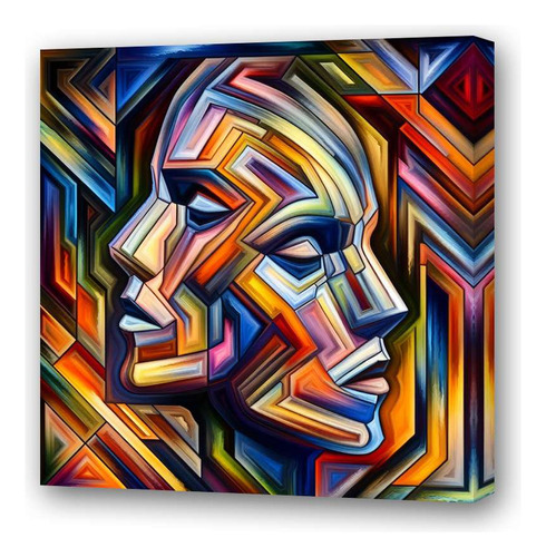 Cuadro 45x45cm Retrato Abstracto Face Cabeza Colores