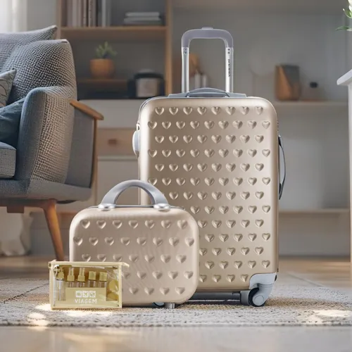 Mala De Viagem De Bordo P Rodas 360 Kit +frasqueira +frascos