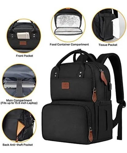 Mochila Con Compartimiento Termico Para Almuerzo-negro