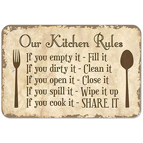 Nuestras Reglas De Cocina Cartel De Metal 9  X 6 