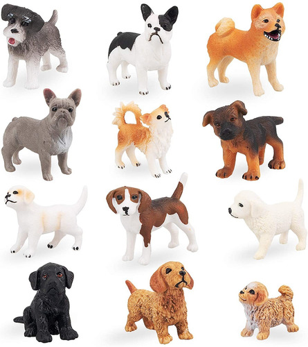 12 Unids Mini Dog Figurines Juguete Juego Realista Deta...