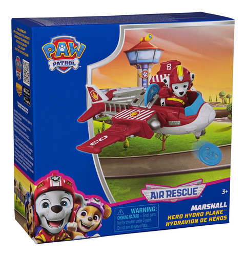 Paw Patrol: Air Rescue, Figura De Acción De Marshall Y Avión Hero Hydro Plane Con Lanzador De Proyectiles Y 2 Proyectiles, Juguetes Para Niños Y Niñas A Partir De 3 Años