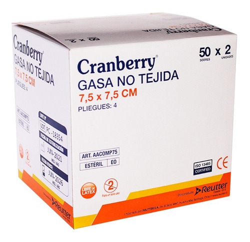 Gasa Estéril No Tejida Tamaño 7,5x7,5cm 1 Caja De 50 Sobres