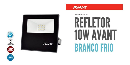 Imagem 1 de 5 de Refletor Slim Led 10w Avant Branco Frio