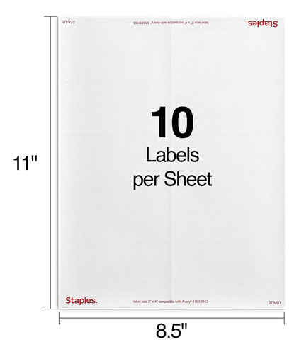 Etiquetas De Envío Staples St18066-ccvs 2x4 Pulgadas 5000/ca