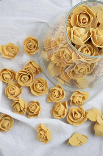 Flores Artificiales Cabezas De 3cm Flores Goma Eva Pack X100 Color Ocre X100
