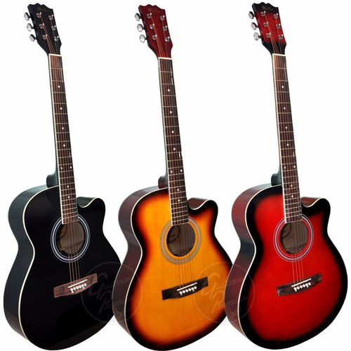 Guitarra Electroacustica Colores Premium + Accesorios Gtia