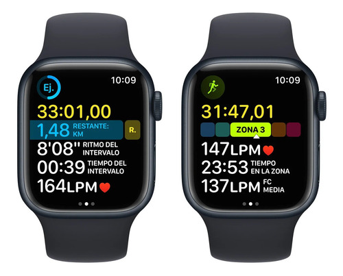 Apple Watch Series 8 GPS - Caja de aluminio medianoche 41 mm - Correa deportiva medianoche - Patrón