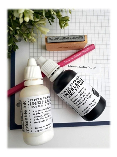 Imagen 4 de 6 de Tinta Indeleble Gotero De 40ml Blanco - Negro