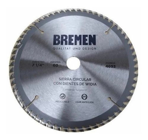 Disco Sierra Circular 184mm Mdf Melamina Madera Bremen 4693 