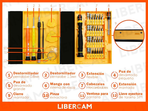 Imagen 7 de 10 de Kit Destornilladores Telefono Celular iPhone Samsung Tablet
