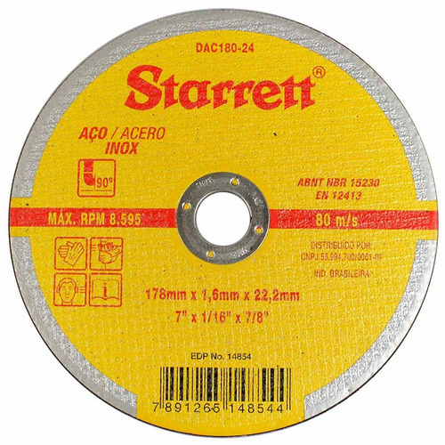 Disco Corte (178x1,6x22,2mm) Dac 180-24 Starrett
