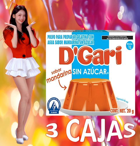 Dgari® 3 Gelatinas De Agua Sin Azucar Sabor Mandarina Wow