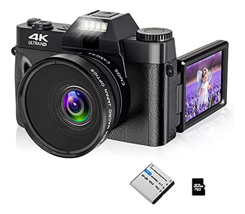 Videocámara Vlogging Con Cámara Digital 4k De 48mp, Cámara D