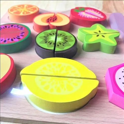 Imagen 4 de 4 de Juego De Madera Para Cortar Frutas Grande Didáctico Abrojo