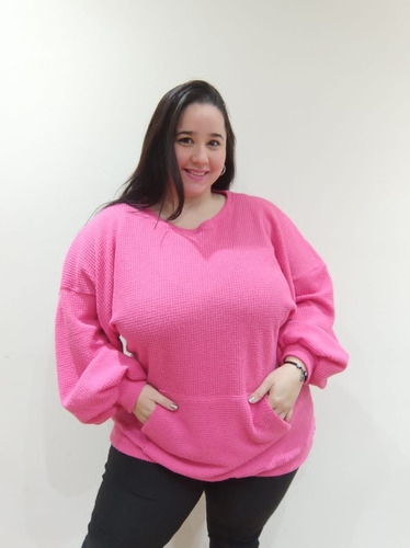 Buzo Sweater Manga Globo Lanilla Talle Especial Mujer