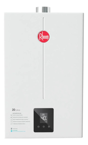 Aquecedor A Gás Rheem Glp 20l Branco Com Kits Ligação