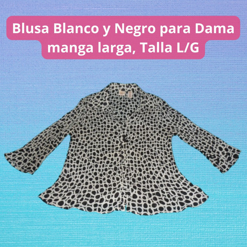 Blusa Blanco Y Negro Para Dama, Manga Larga, Talla L