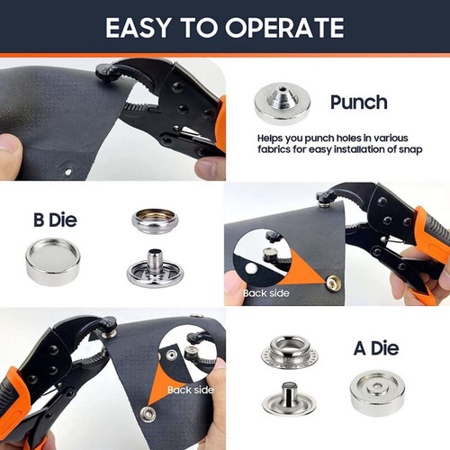 Kit De Alicates Ajustables Snap Fastener Para Botones A Pres
