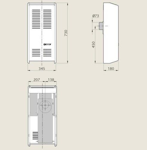 Imagen 2 de 4 de Calefactor Ctz Linea Compacta 2500 Tb P/gas Natural