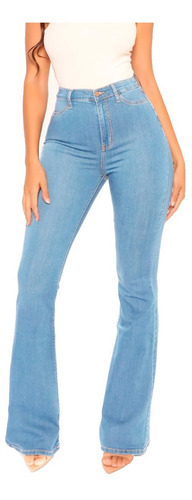 Calça Jeans Feminina Flare Lycra Cintura Alta Levanta Bumbum