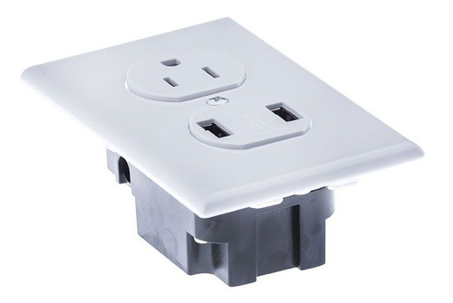 Imagen 3 de 3 de Contacto Combinado 2p+t +2usb Y Placa Para Empotrar Lummi