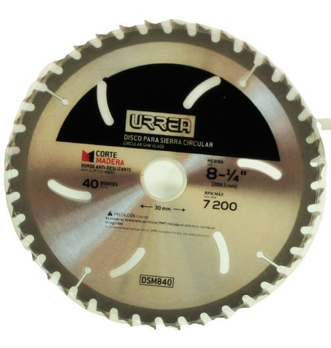 Disco Para Sierra Circular Urrea Dsm840 Madera 8 1/4in 