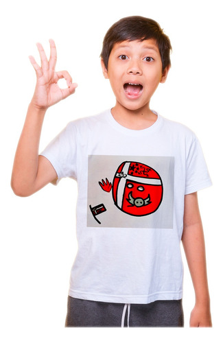 Playera Blanca Para Niños, Estampado Country Ball.