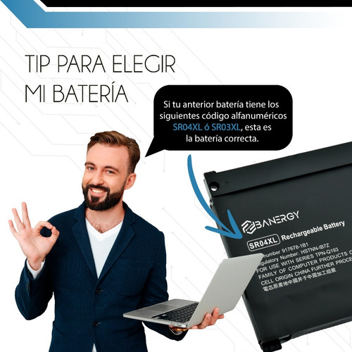 Batería Sr04xl - Sr03xl Para Hp Omen 15-dc0000 Series Batería Negro