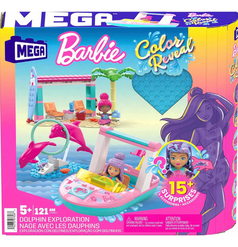 Mega Construx Barbie, Color Reveal Exploración Con Delfines