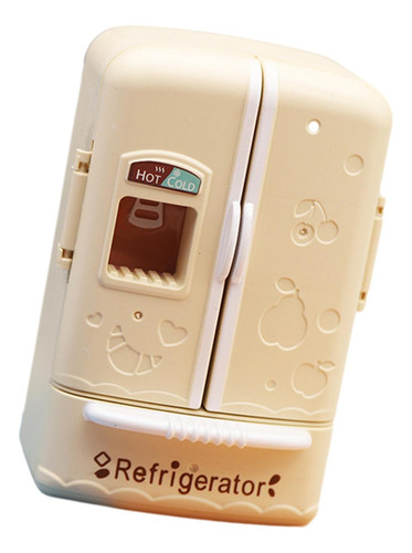 Muebles De Refrigerador De Doble Puerta En Miniatura Beige