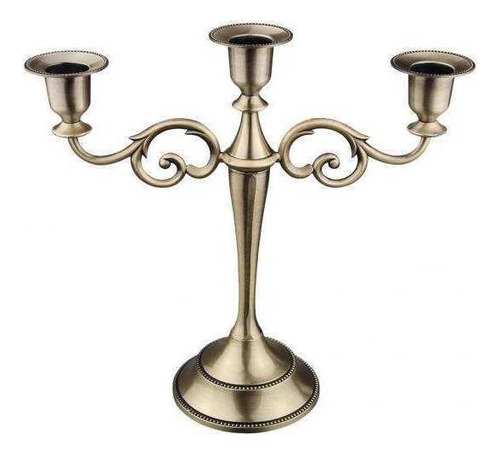 2x Candelabro Europeo De 3 Brazos Para Decoración De Bronce