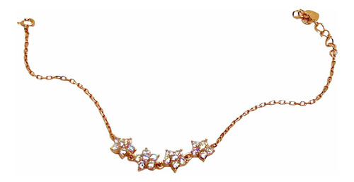 Imagen 4 de 7 de Pulsera Flores De Plata Rose ,con Piedras Micropave.