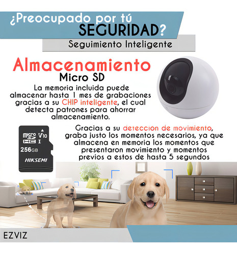 Mini câmera PTZ IP Ezviz C6-PLUS-256 PT 4 MP de armazenamento MicroSD 256 GB Detecção sem fio para humanos, animais de estimação e áudio bidirecional CS-C6 Night Vision Plus Tracking Zoom