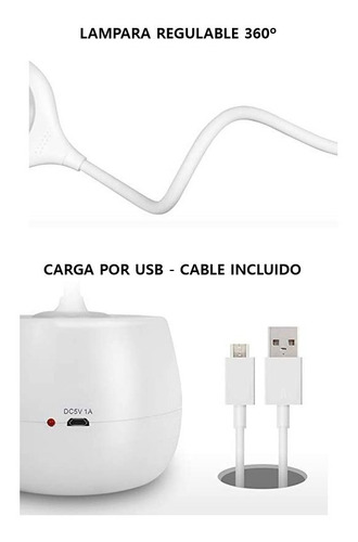 Lampara Escritorio Velador Led Recargable Flexible Mesa Luz