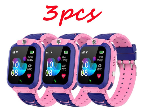 3 Piezas Rosa Smartwatch De C/localizador Lbs/llamada Sos P/