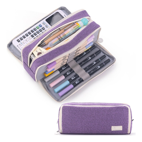 Cicimelon 3 Compartment Pencil Case Bag Big Storage Pencil A