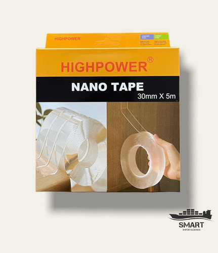 Imagen 2 de 7 de Cinta Adhesiva Mágica Nano Tape Doble Faz 30mm X 5mts.