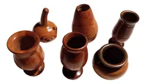 Comprar Mates: Conjunto De 6 Mates Palo Santo, Algarrobo Y Calabaza Marrón Oscuro Tallado