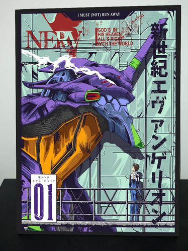 Pack 3 Cuadros Anime Evangelion 31x43 Madera