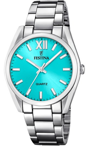 Reloj Festina F20622.d  Mujer Boyfriend Collection Azul Color De La Malla Plateado Color Del Bisel Plateado Color Del Fondo Azul/turquesa Celeste