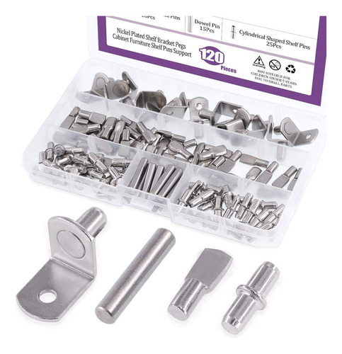 Swpeet 120pcs 4 Styles Shelf Pins Kit  Top Quality Nickel Pl