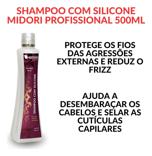 Shampoo Com Silicone 500ml Para Cabelos Com Quimicas Midori