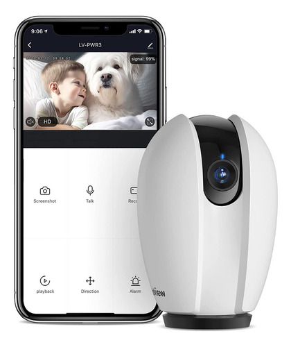 Camara Seguridad Robótica Wifi 1080 Full Hd Google Alexa Color Blanco