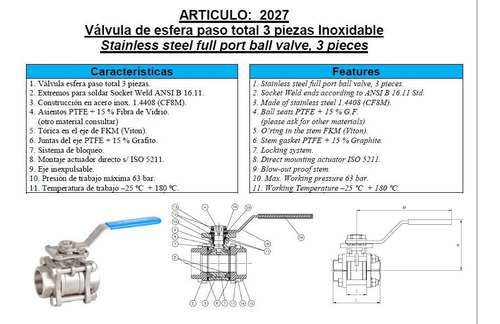 Válvula Esférica Para Soldar Genebre Inox. Ø1/4 Art. 2027