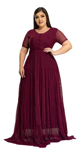 Vestido longo marsala store barato