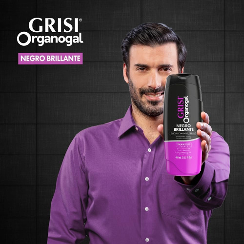 3 Shampoo Grisi Organogal Negro Brillante 400ml