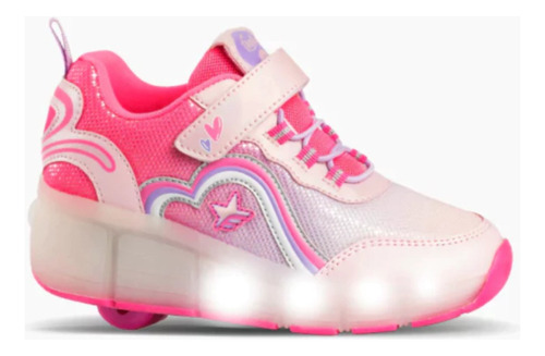 Zapatillas Footy Roller Corazones Rosa Luces Led Roll647